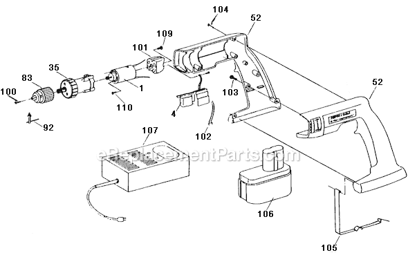 Page A Diagram and Parts List for 850 Type 1 Porter Cable Cordless Drill